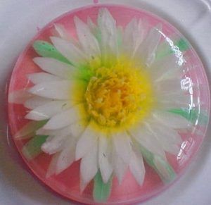 como hacer gelatinas decoradas flor blanca