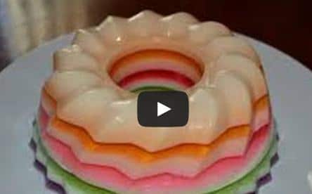 RECETA DE GELATINA DE COLORES, SABOR COCO Y VAINILLA